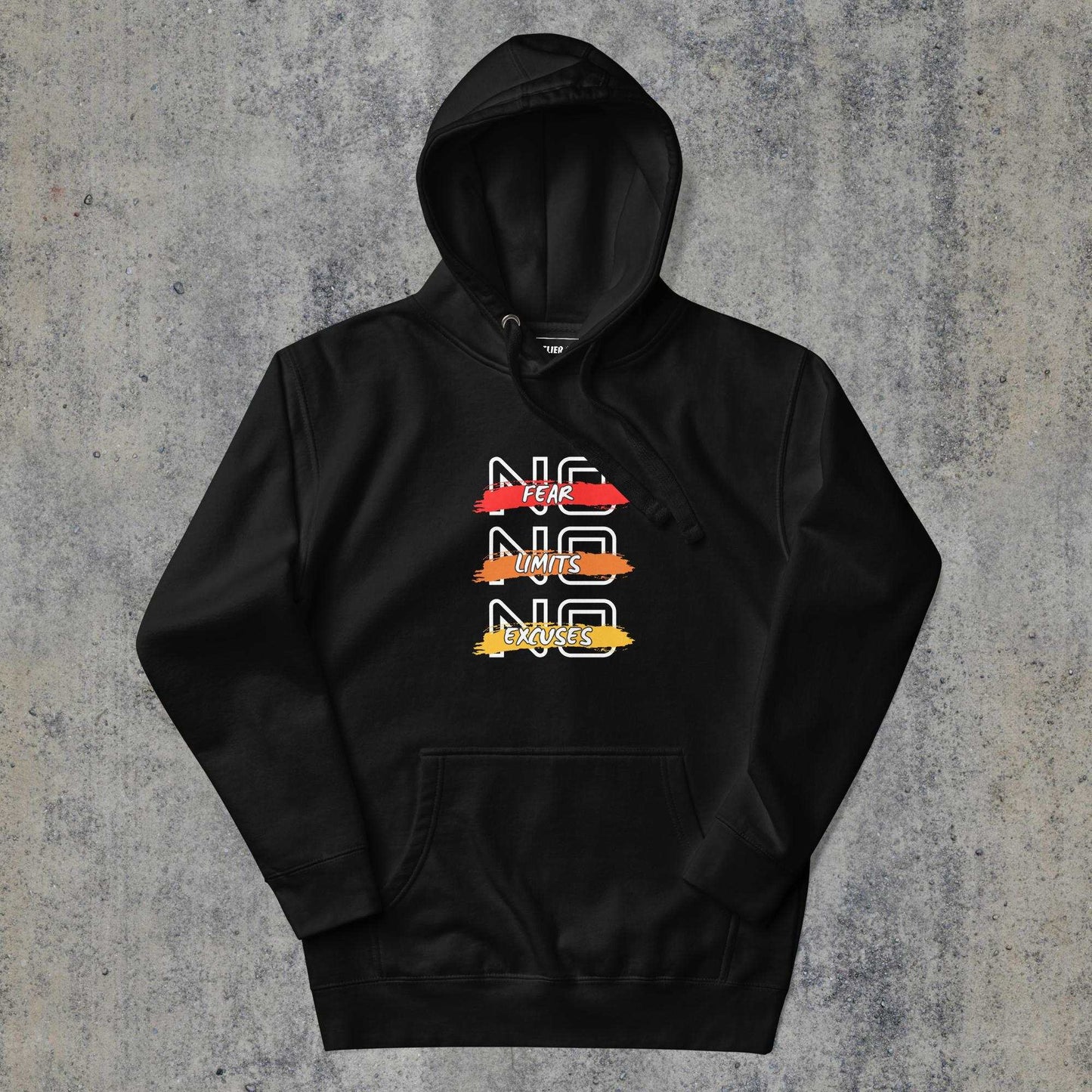 > No Excuses Premium Hoodie Black Colour.