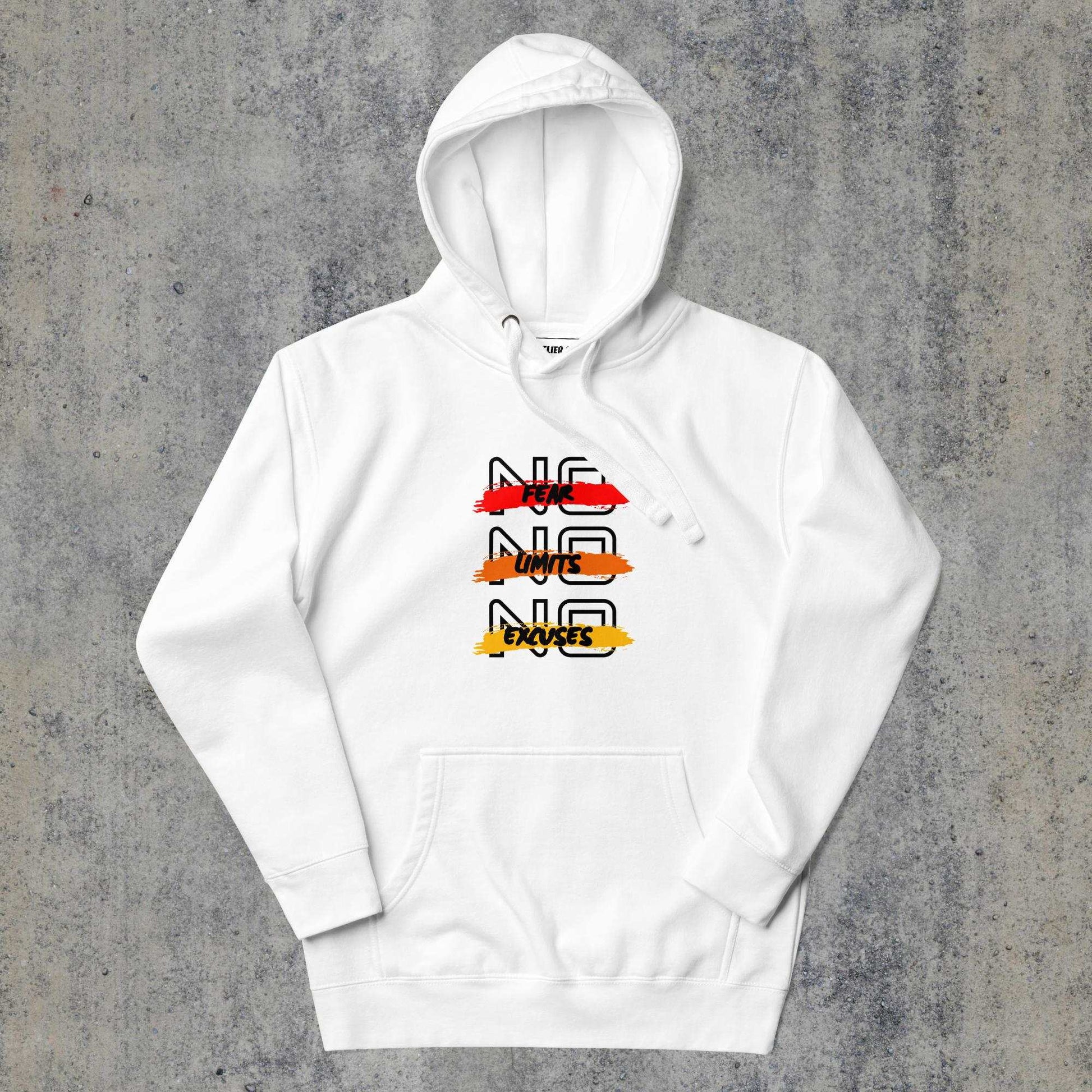  > No Excuses Premium Hoodie White Colour